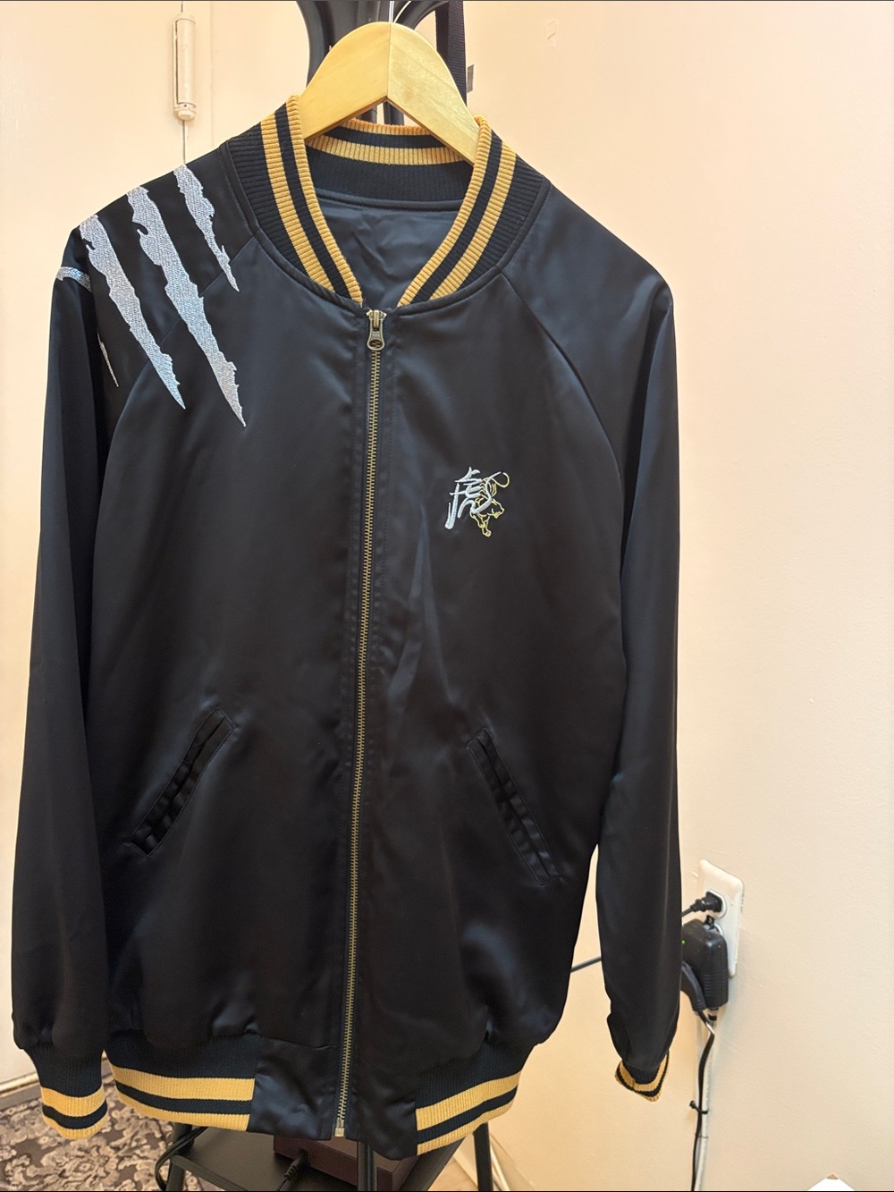 Men's Black and Yellow Bomber Jacket